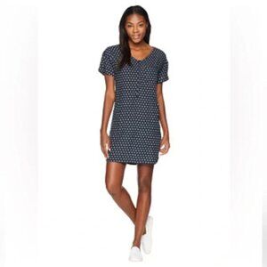 Toad&Co Navy Polka Dot Short Sleeve Shift Mini Dress